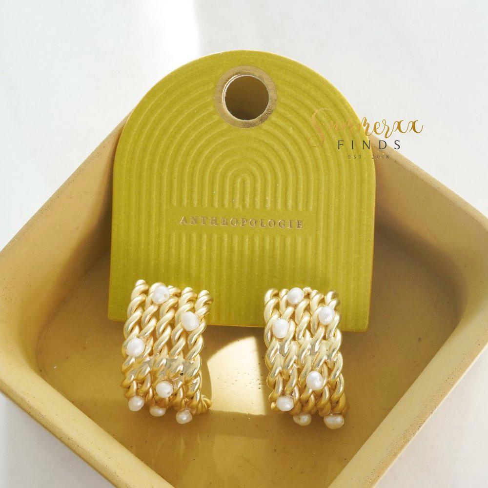 Anthropologie Demi Fine Pearly Rope Earrings 14K Gold Plated - Picture 4 of 6